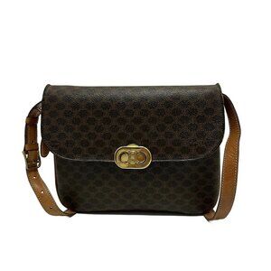 CELINE Macadam - Dark Brown Beige Light Brown PVC Leather Shoulder Bag